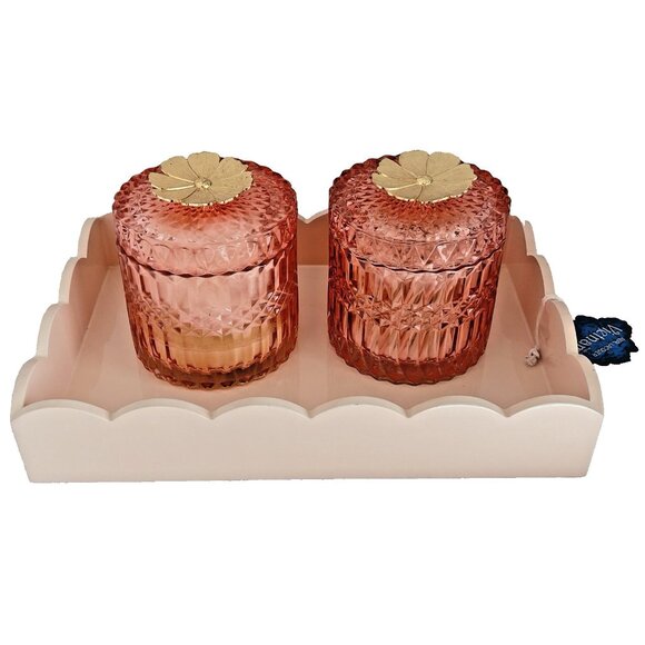 Blush Pink Vanity Tray Scalloped Edge 12"L x 8"W Makeup Organizer Dresser Pretty - Picture 5 of 11